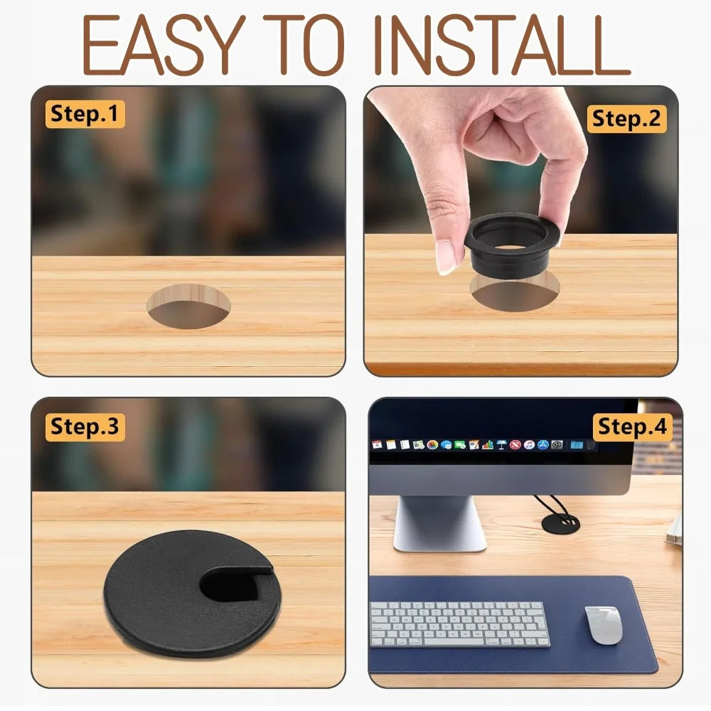 Plastic Wire Hole Cover 1.5/2/2.5 Inch Table Outlet Cable Passing Threading Box Cover Round Office Furniture Desk Organizer Qme