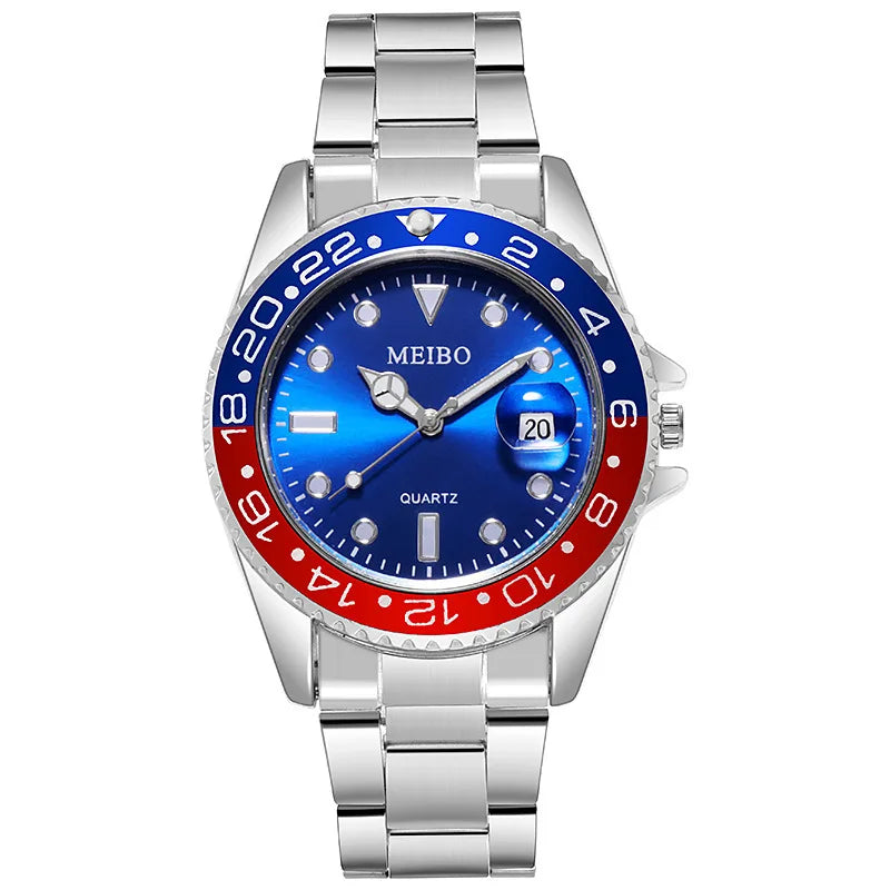 1pc Luxury Men Silver Stainless Steel Water Proof Automatic Luminous Bezel Mens Watches Qme Other