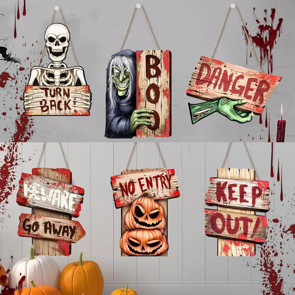 Halloween Decoration Sign Outdoor Holiday Decorative Board Warning Qme