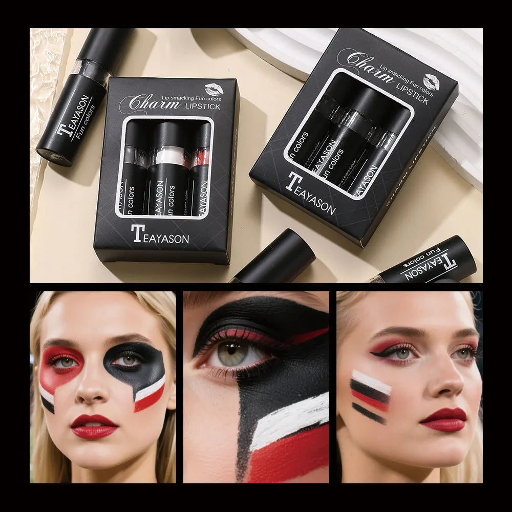 Matte Lipstick Black White Red Bold Lip Stick Waterproof Long Lasting Qme
