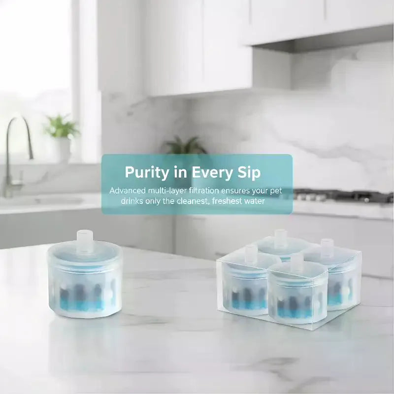 Essential 5Pcs Cat Fountain Filters - Replacement for 1.3L Ceramic Pet Drinking Water Dispensers - Healthy Hydration Supplies Qme