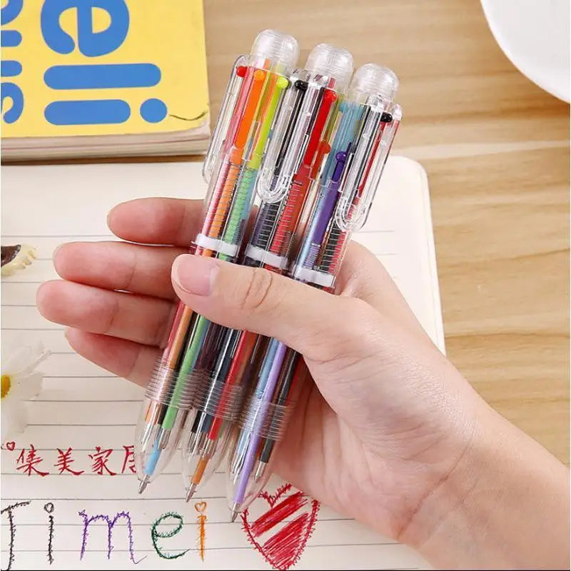 6 Ballpoint Pen Office Stationery Colored Oil Creative Multi-color Qme