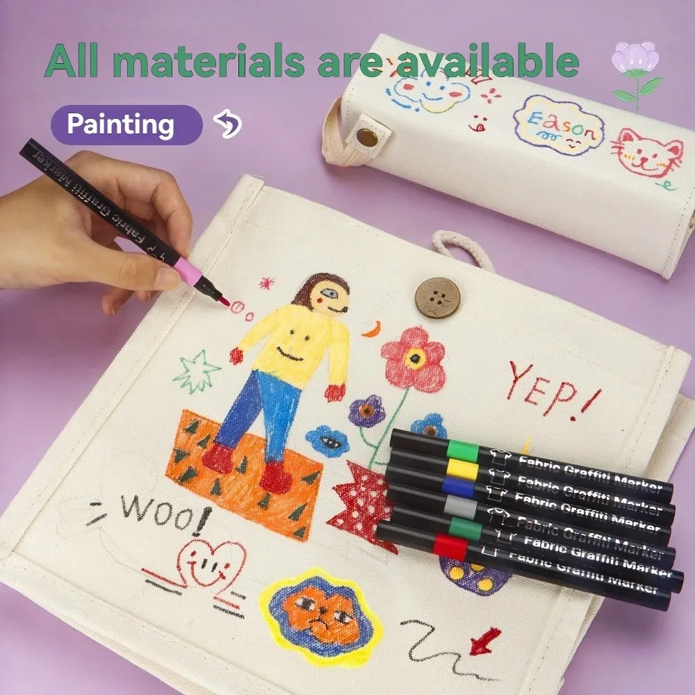 6-30 Colors Fabric Markers - Fine Tip Fabric Markers Permanent for Clothes - No Bleed Pens for T-Shirts, Bags, Textile, Canvas Qme
