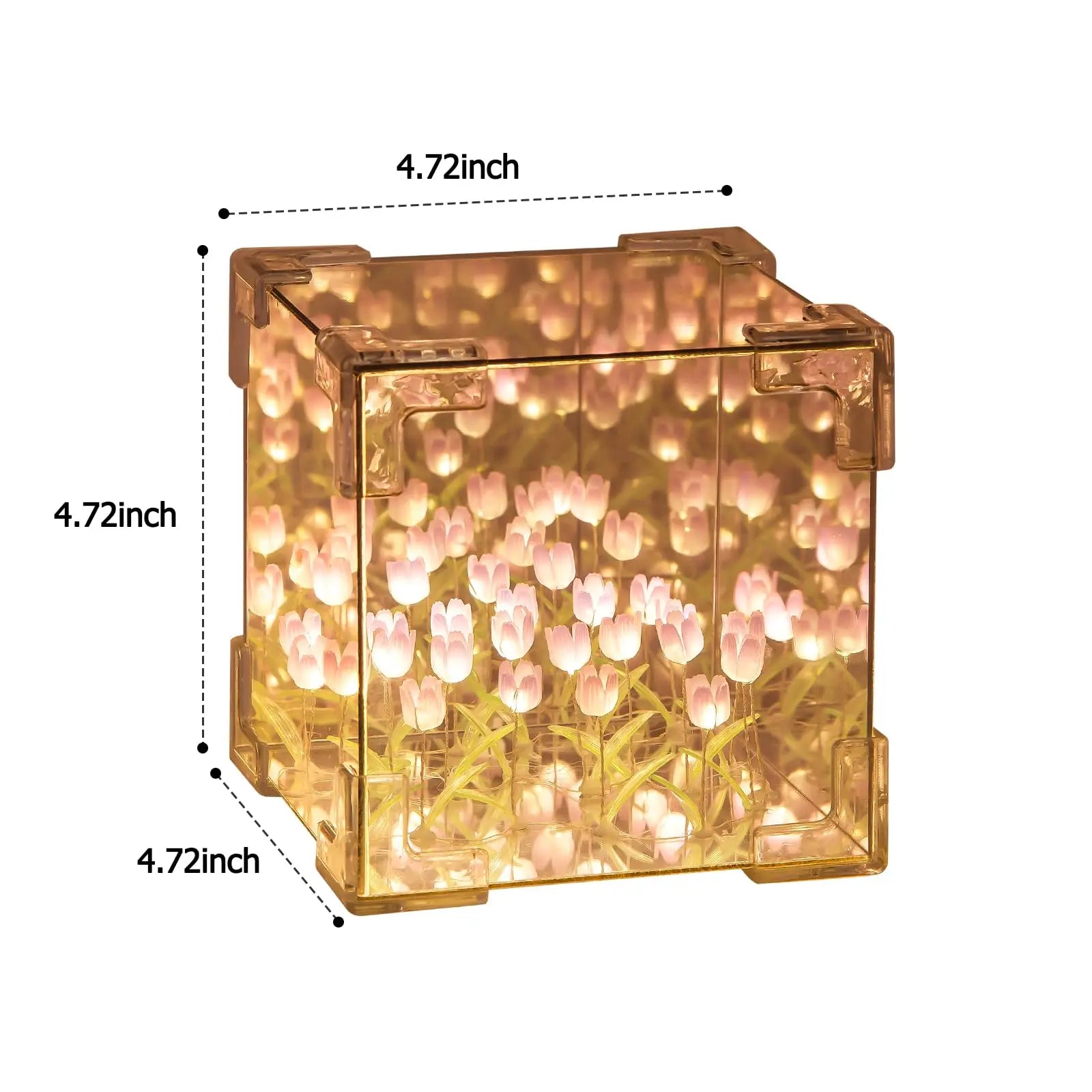 DIY Tulip Lamp Three-Dimensional Transparent Cuby Nightlight Lamp And Mirror 2 In 1 Anniversary Couple Gifts Bedroom Decorations Qme