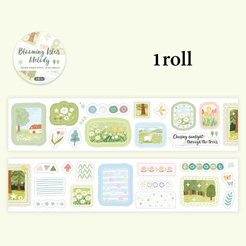 Fresh & Healing Washi Tape, High-Value Stationery & Unique Gift, Ideal for Journal Borders & Background Decor Qme B