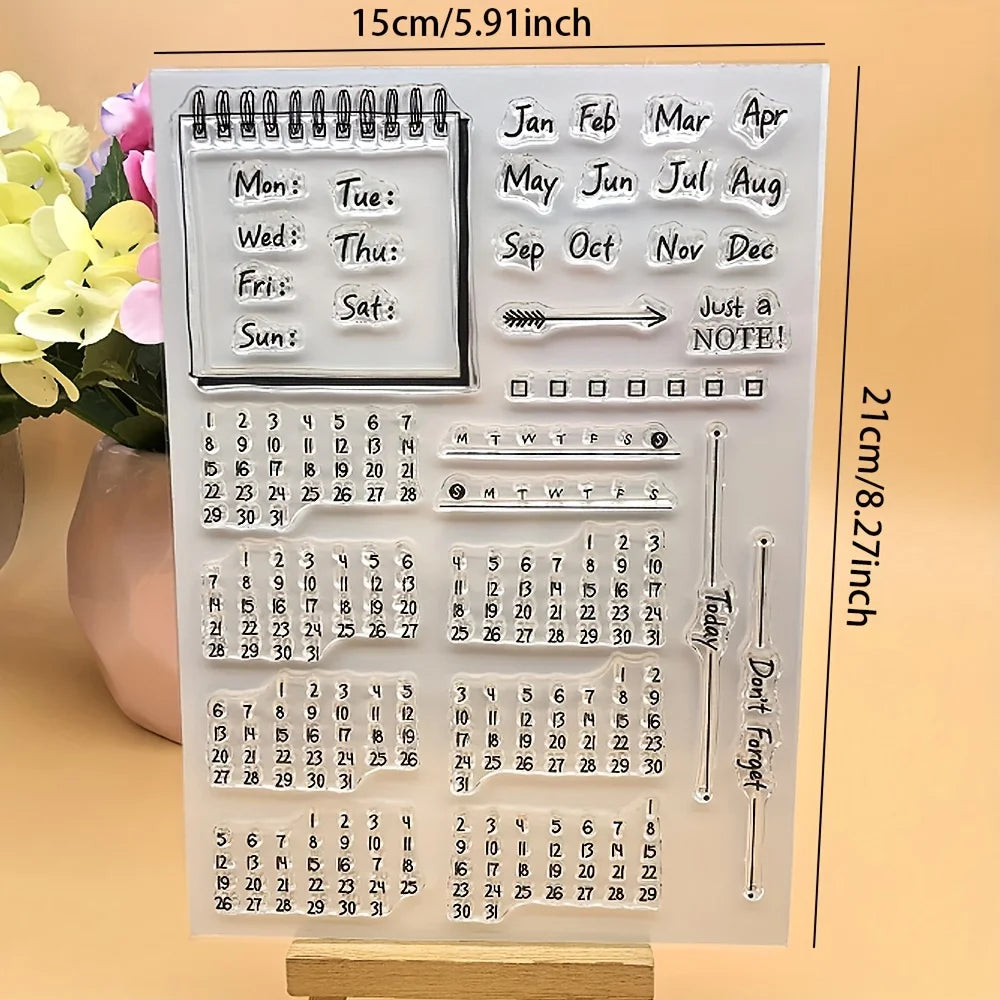 Alinacraft Clear Calendar Stamp Reusable Transparent Stamps Paper Qme