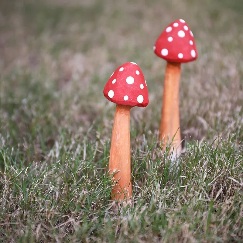 Hand Carved Wooden Mushroom Ballpoint Pen, Cute Red Spotted Amanita Shape Decorative Writing Pen, Novelty Stationery Gift Qme