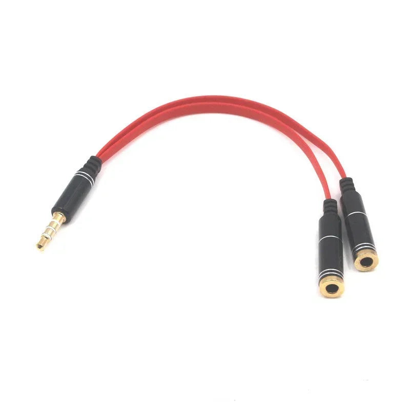 5pcs 3.5 One Point Two Earphone Microphone Audio Cable Audio Splitter One for Two Couple Line Earphone Adapter Cable Qme