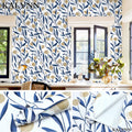 Floral Peel Stick Wallpaper Boho Bathroom White Navy Tan Wall Paper Qme Brown Flower 45cmx1M
