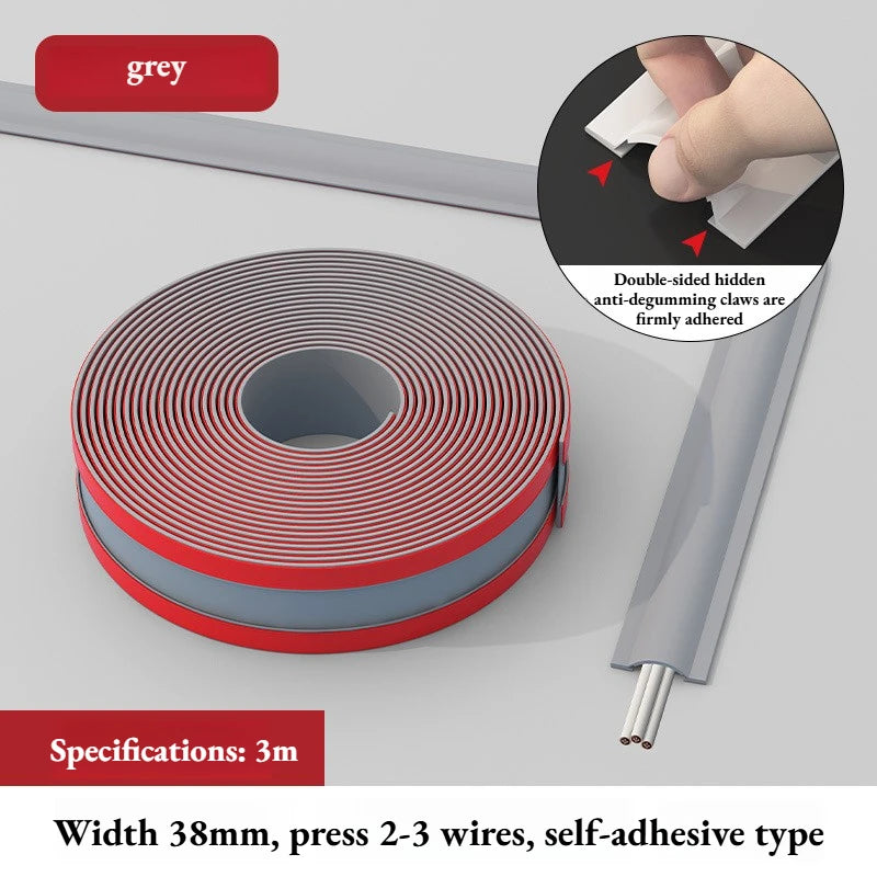 Self Adhesive Cable Concealer No Drill Wire Hider Cord Management Qme Grey 3m