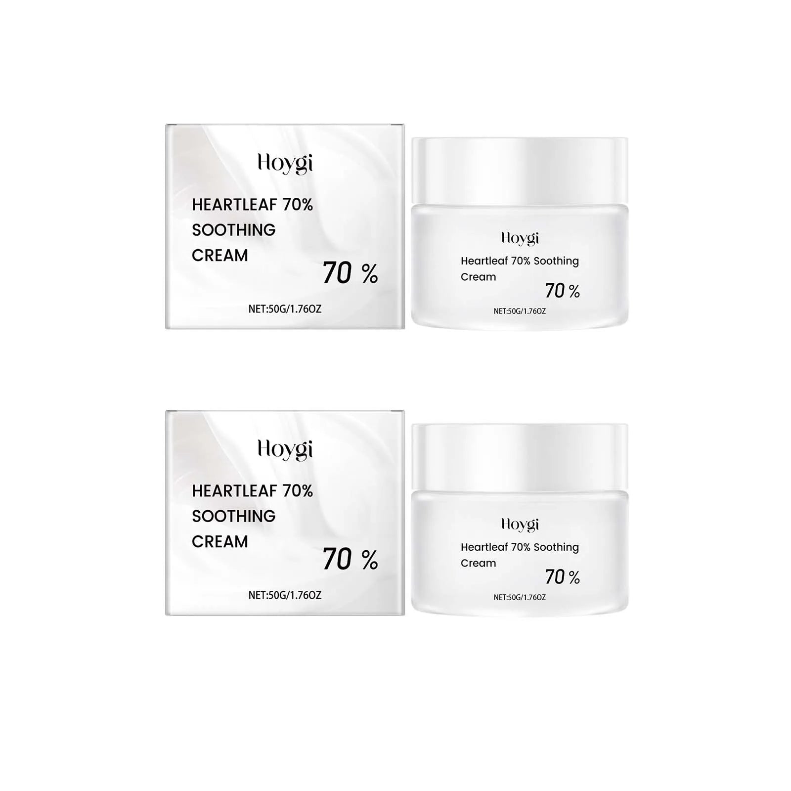 Heart Leaf 70% Soothing Cream Contains Ceramide EOS Moisturizing Relieves Dry Skin Restores Skin Elasticity Facial Cream Qme 2 x 50g Boxed