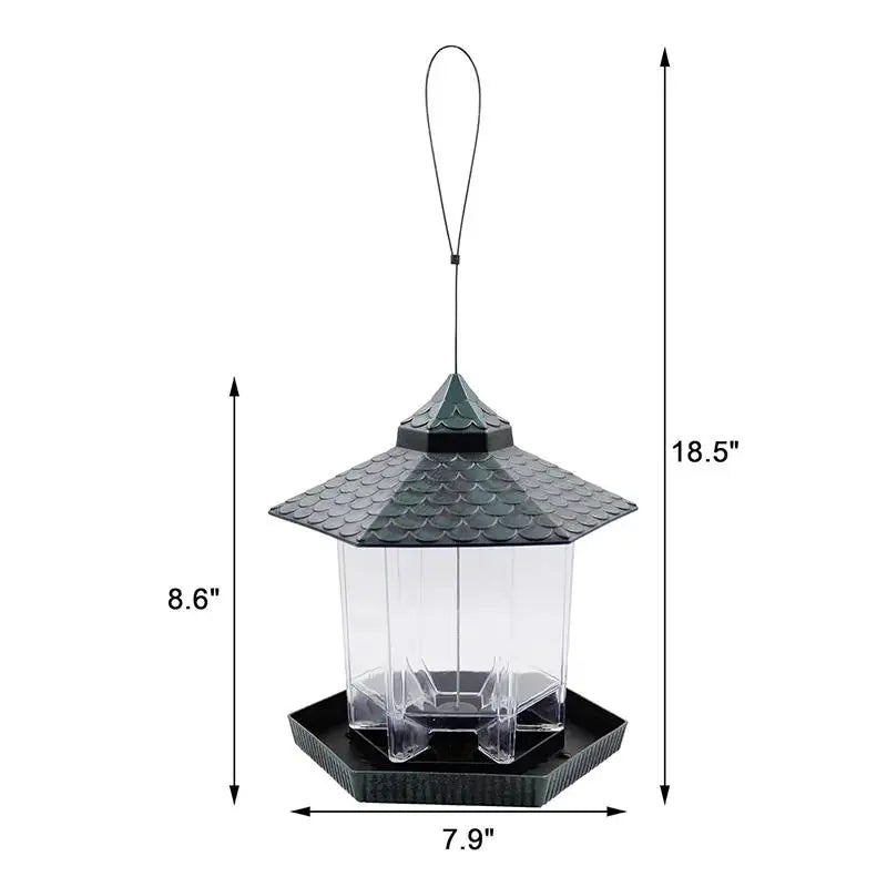 Waterproof Garden Gazebo Hanging Wild Bird Feeder Outdoor Container With Hang Rope Pet Birds Feeding House Type Bird Feeder Qme A4