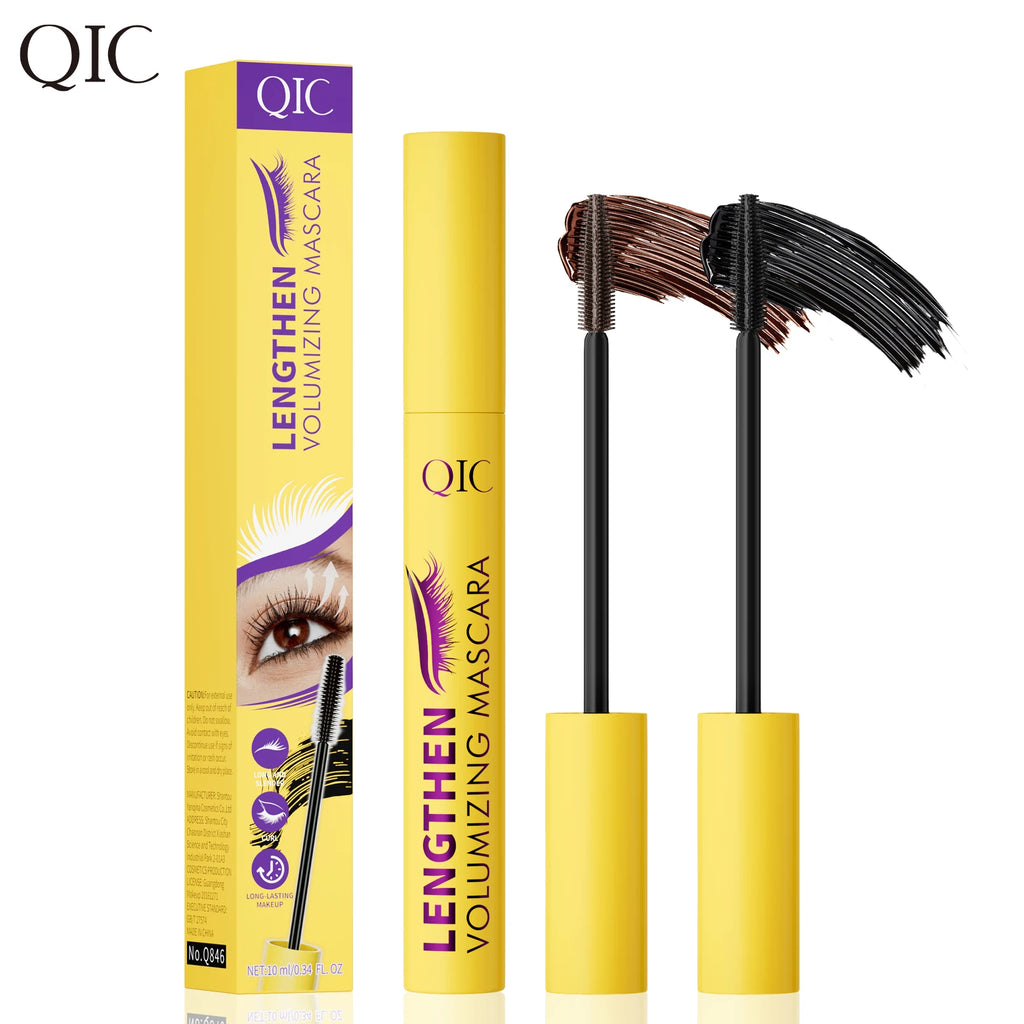 QIC 4D Black Mascara Brown Mascara Thickening, Lengthening, Curling, Waterproof Liquid Fiber Mascara. Qme Q846-1-2