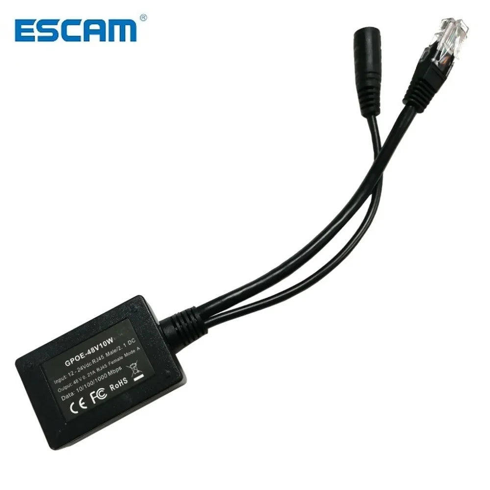 ESCAM Power Over Ethernet Output 48Volts PoE Converter for any 802.3af or 48V devices Qme Default Title