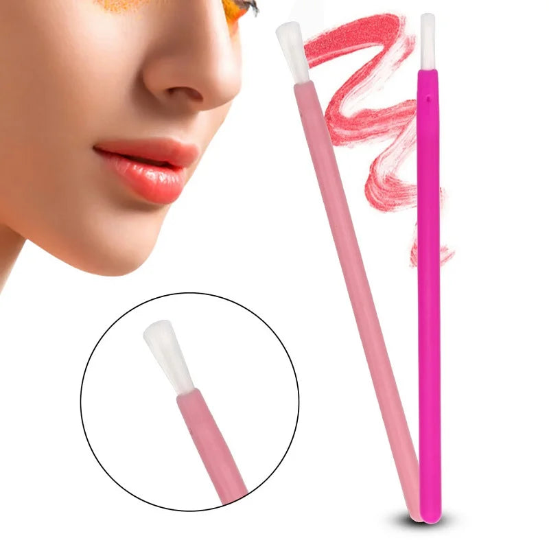 Disposable Nylon Fiber Lip Brush Lipstick Wands Clean Applicator Qme