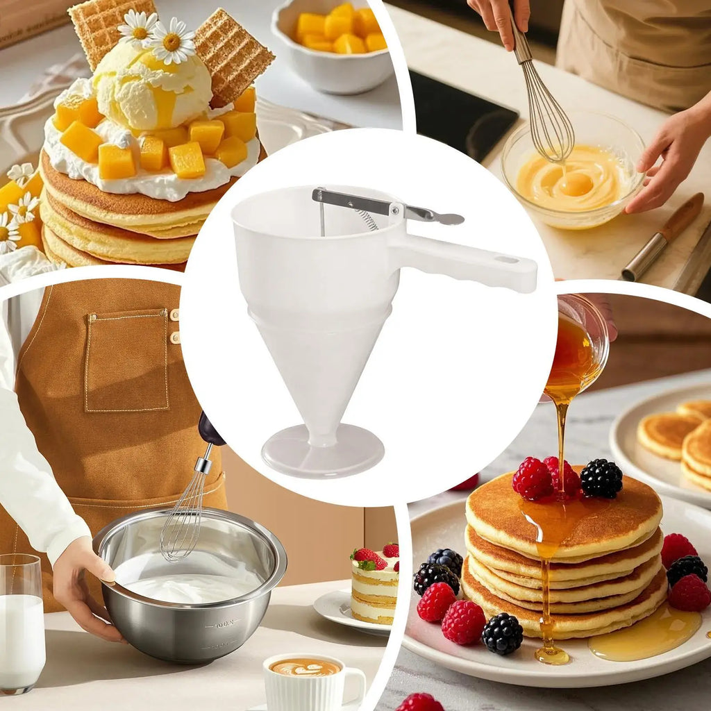 Waffle Batter Dispenser 1200ml Funnel Pourer Tool With Base Pancake Mix Dispenser For Home Kitchen Breakfast Dessert Cookie Qme