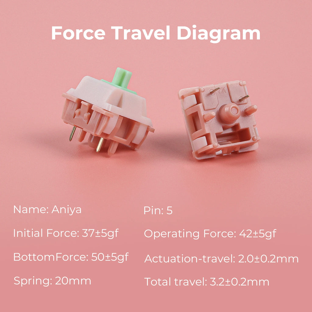 Aniya Switch Linear Switches Mechanical Keyboard Switch 5 Pin HIFI Sound Hot Swap 45g 28g Custom DIY POM Qme