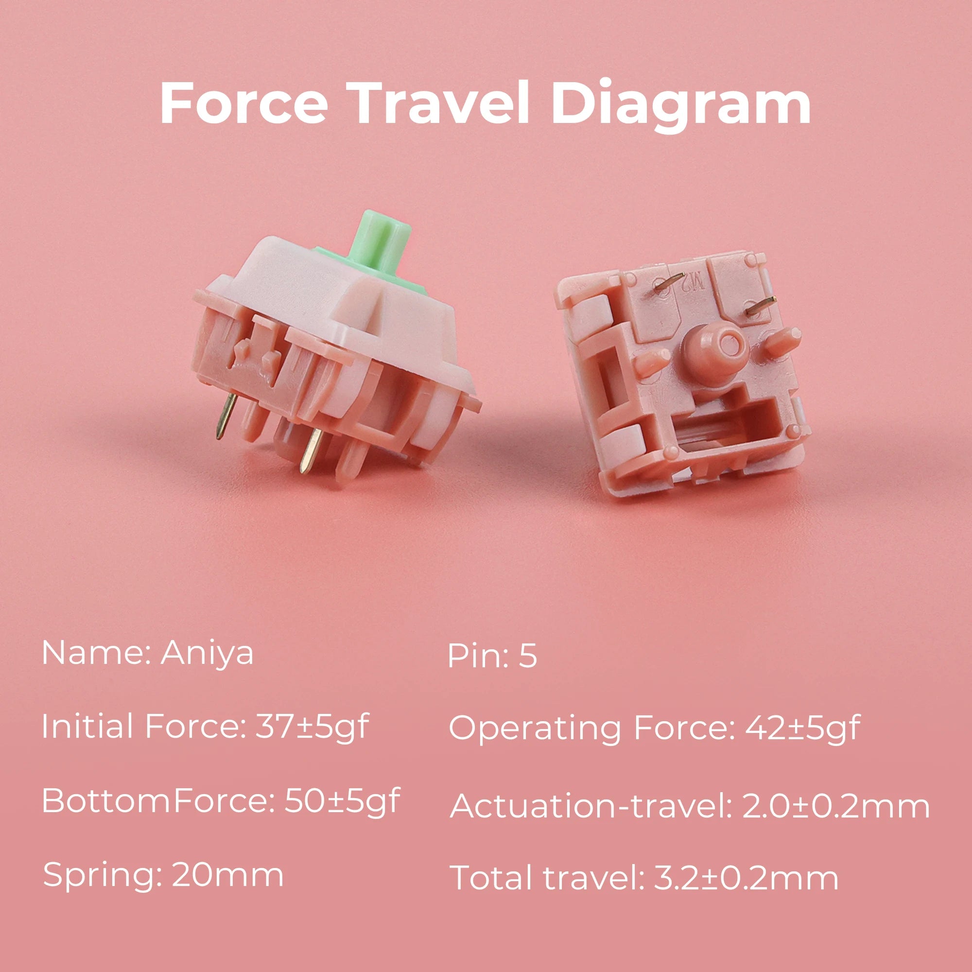 Aniya Switch Linear Switches Mechanical Keyboard Switch 5 Pin HIFI Sound Hot Swap 45g 28g Custom DIY POM Qme
