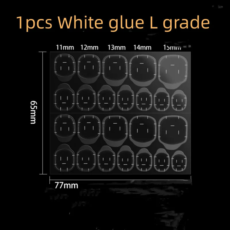 Nail Jelly Glue Double Sided False Nail Art Adhesive Tape Glue Sticker Nails Fake Press on Nails Coffin Qme 1pcs white L