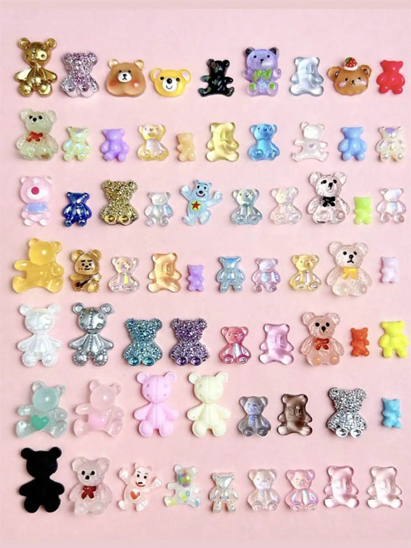 50-Pack Mixed Miniature Resincharms Cute Bear Rabbit Assorted Cartoon Qme 50pcs