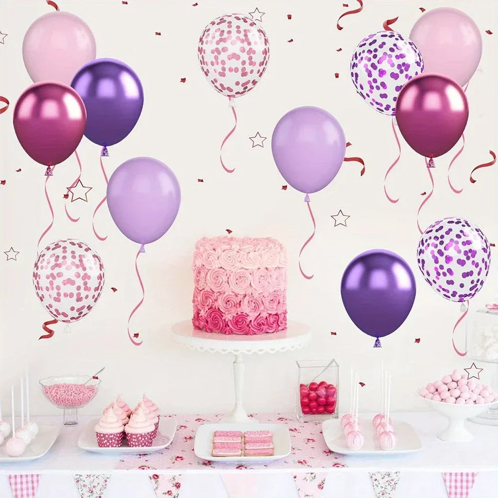 50Pcs Pink Purple Balloons 10 Inch Confetti Metallic Latex Balloons Party Wedding Birthday Decor Decorations Qme