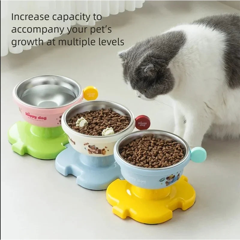 Pet Puzzle Bowl with Stainless Steel Bowl Detachable Splicing Base Anti-slip Stable Feeding Bowl for Cat Dog Qme