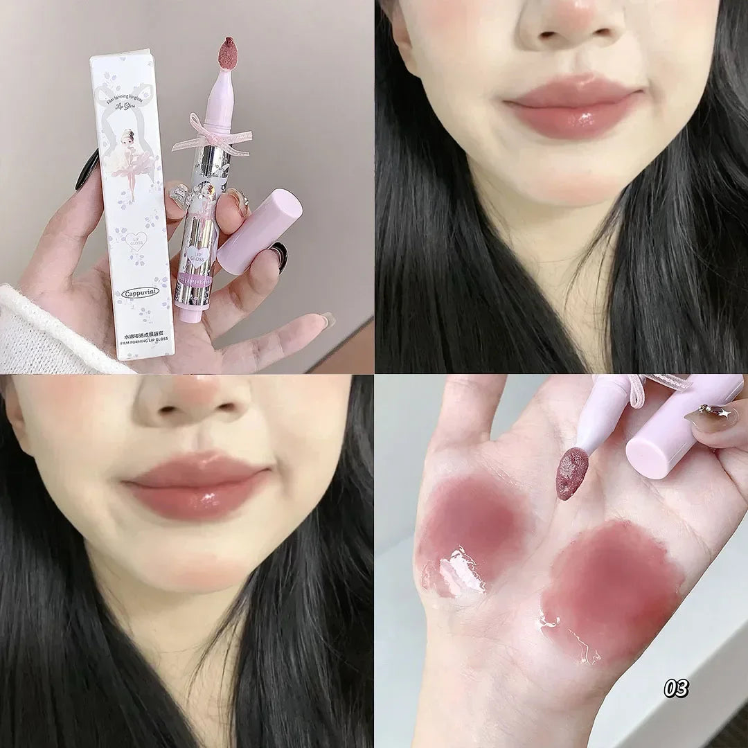 Halo-dyeing Tinted Lip Gloss Crystal Jelly Moisturizing Waterproof Mirror Water Glass Lip Gloss Transparent Color Cosmetics Gift Qme 03