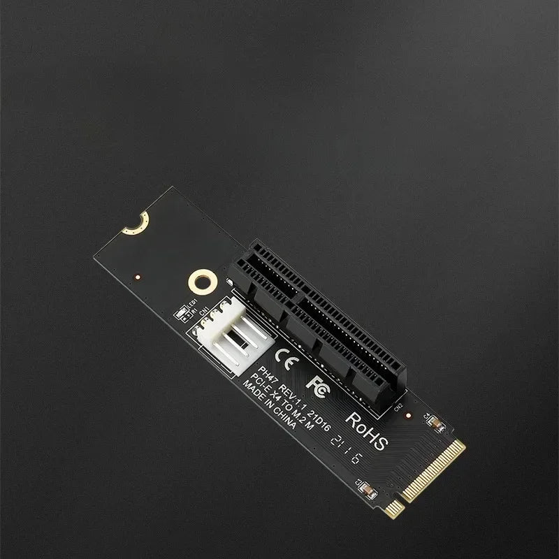 Newest NGFF M.2 To PCI-E 4X Riser Card M2 M Key To PCIe X4 Adapter with LED Indicator SATA Power Riser for Bitcoin Miner Mining Qme 2PCS China Mainland