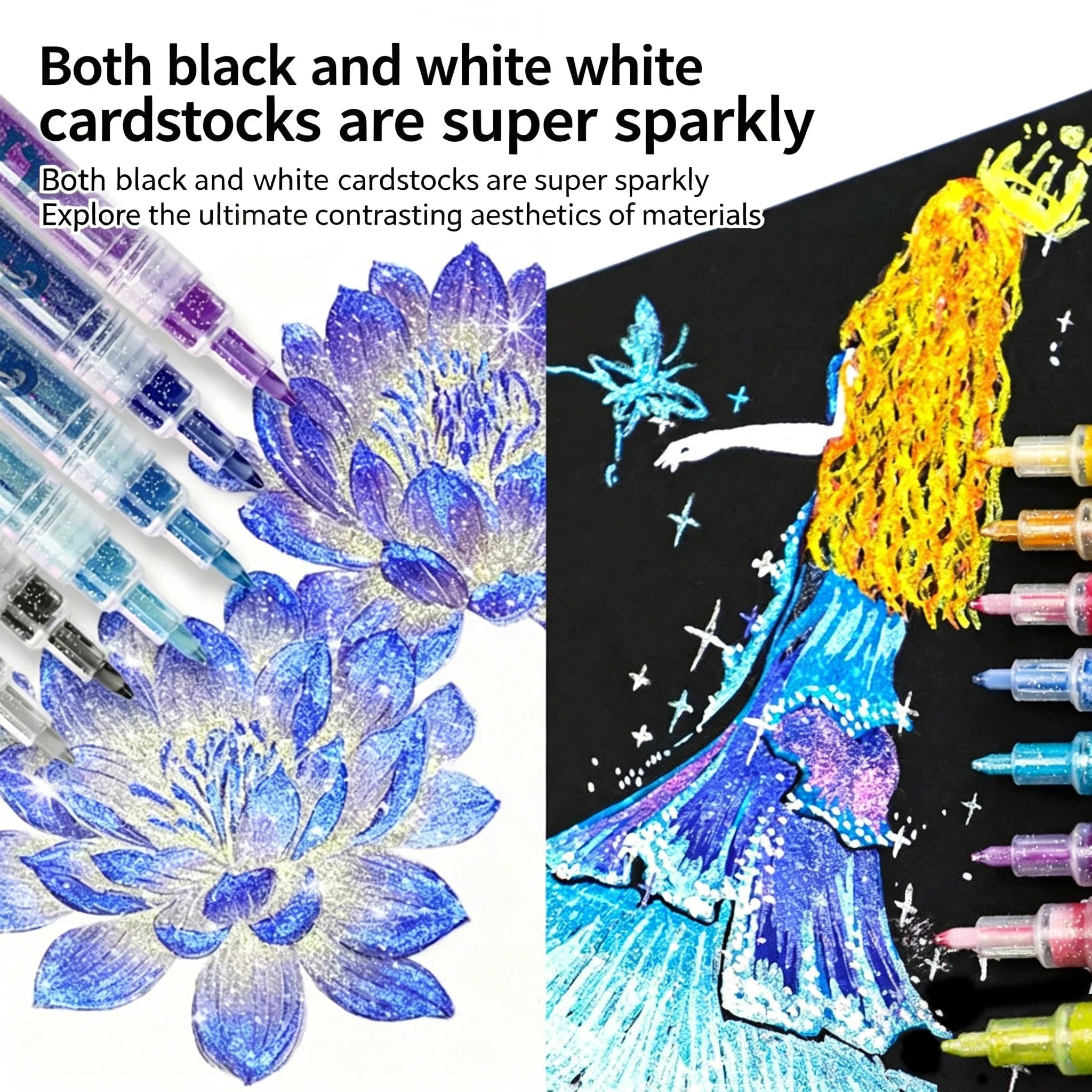 12-36 Colors Glitter Acrylic Markers, Vibrant Colors for Doodling & Card Making. Perfect for Adult DIY Crafts & Art Supplies Qme