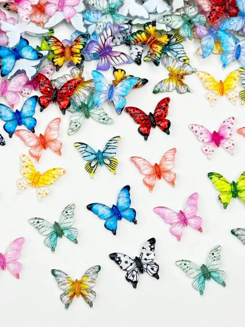 Mixed Resin Colorful Mini Beautiful Butterfly Flat Back Rhinestone Qme 1 set