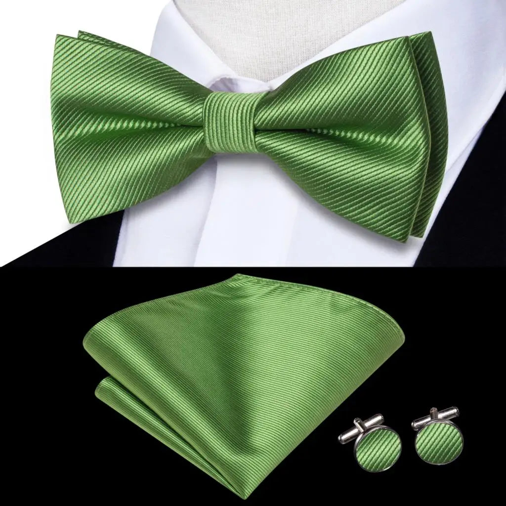 Sage Mint Grass Teal Green Mens Bow Tie Hankerchief Cufflinks Qme LDLH2506