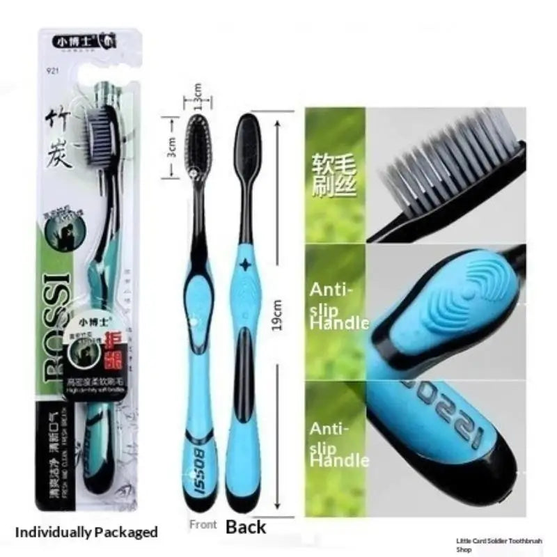 Manual Charcoal Toothbrushes Ultra Soft Bristles 3 5 Non Slip Handle Qme