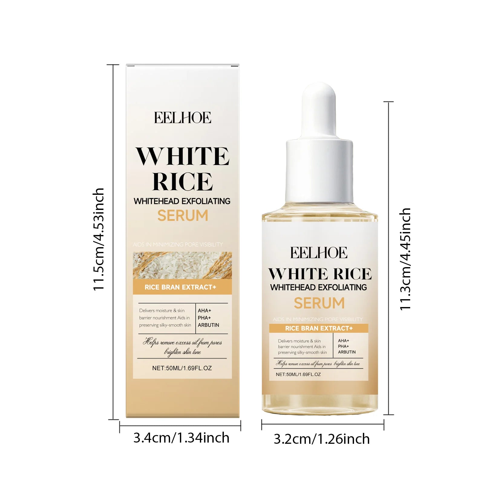 Black & White Rice Exfoliating Serum Set BHA Niacinamide Pore Minimizing & Brightening Blackhead Whitehead Remover Skincare Set Qme 50ml White Rice