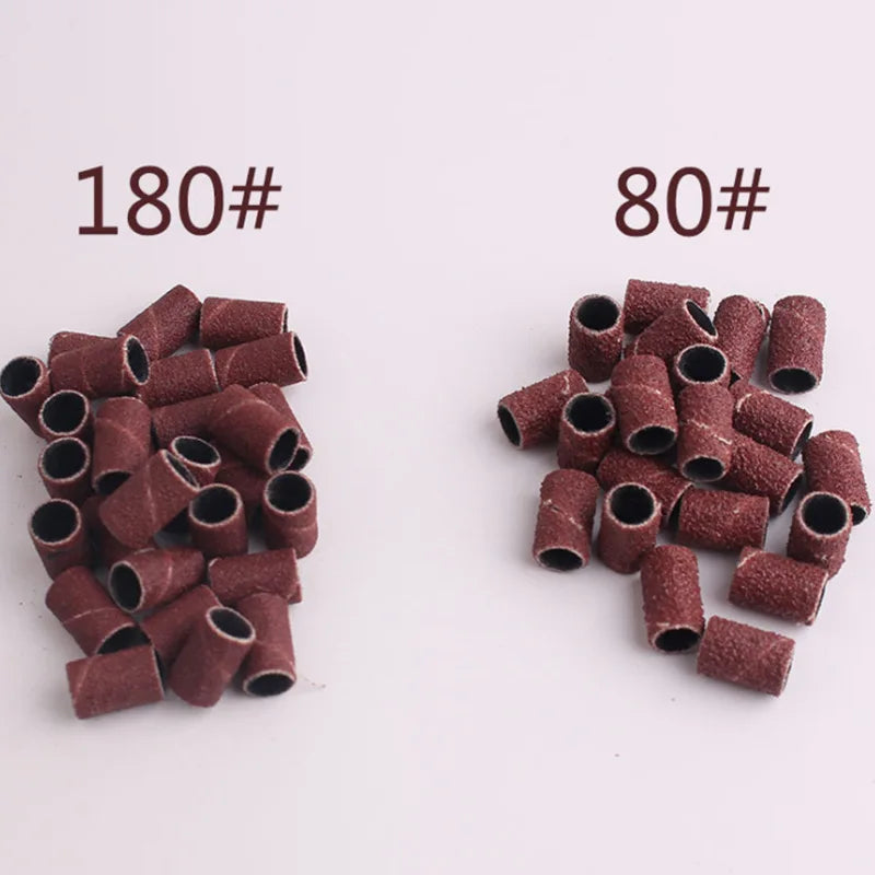 Mounted Sanding Drum Set Aluminum Oxide Sand Band on Rubber Mandrel Shank Rotary Tool Sanding Head for Wood Metal Polishing Qme