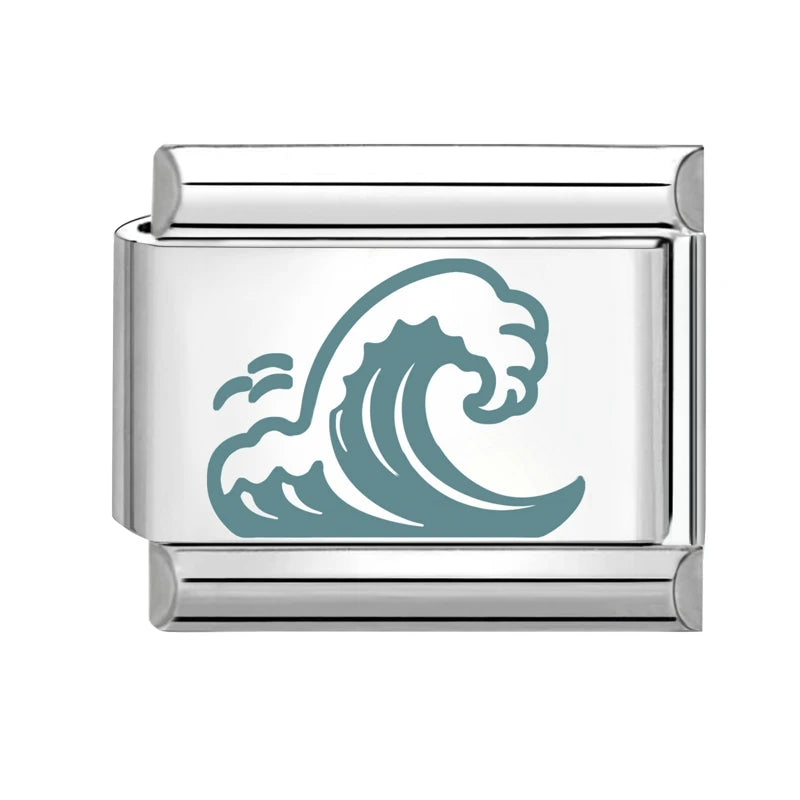 Cartoon Cute Blue Fishs Dolphin Laser Engraving Italian Charm Links Stainless Steel Fit 9mm Bracelet Men Women DIY Making Gifts Qme Style 6