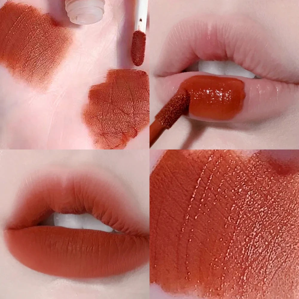 Five-color lip glaze set: natural velvet texture, matte lasting, non-stick cup, high color rendering, compact and portable, the Qme 04