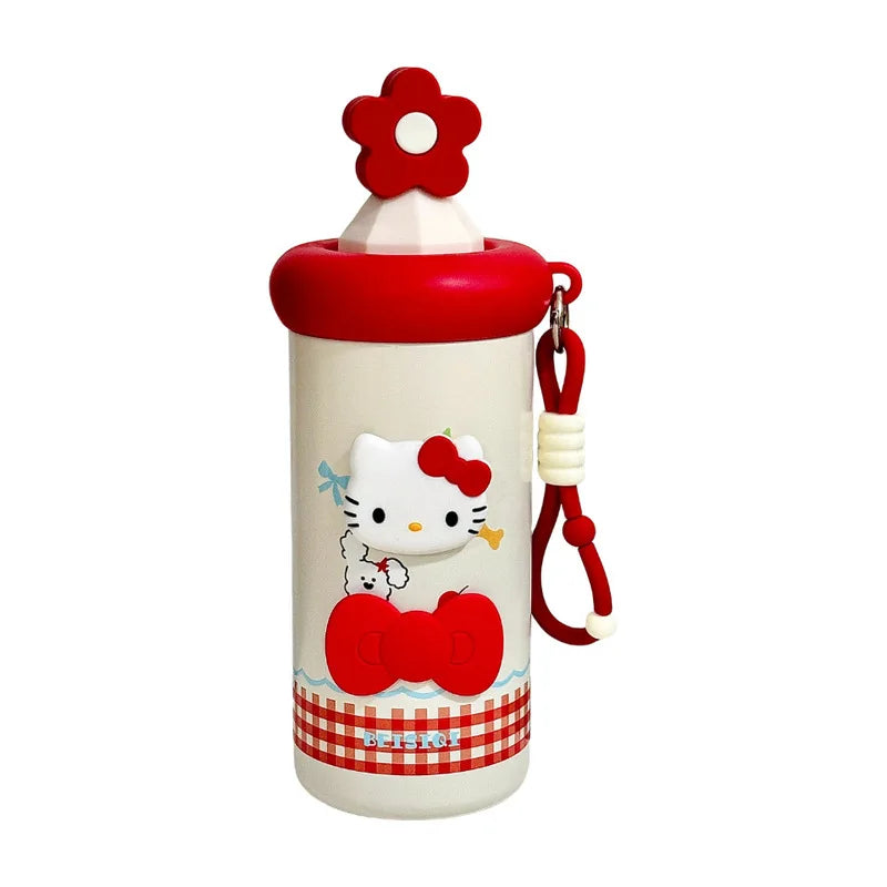 New Hello Kitty Insulated Cup Cute, Large-Capacity Straw Cup Stylish, Portable Travel Cup for Girls and Students Qme