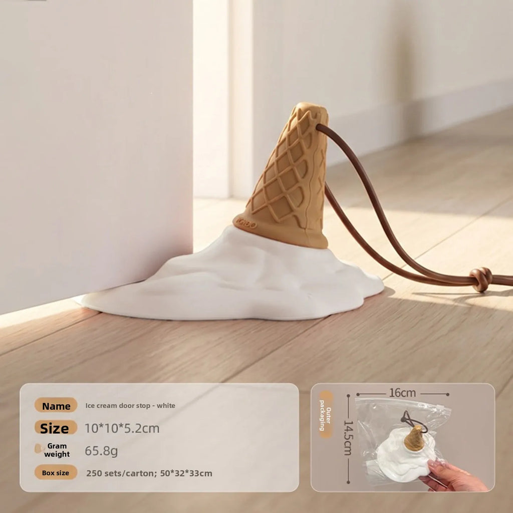 Cute Cartoon Ice Cream Shape Door Stopper Wedge Funny Decorative Qme White