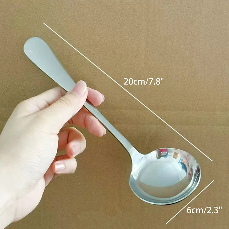 Stainless Steel Round Spoon Net Red Golden Dinner Long Handle Qme 1PC