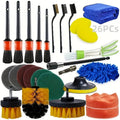 Car interior cleaning brush set, car interior cleaning tool kit, car drilling brush / wheel hub brush / ventilation port brush Qme 26pcs