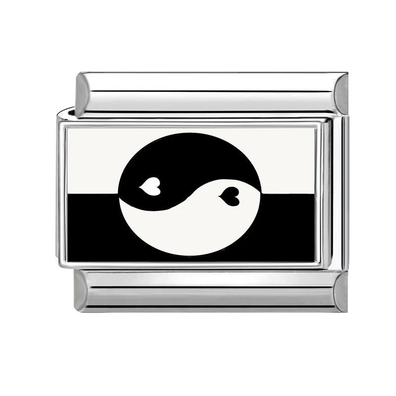 2026 New Fashion Black NO.8 Ball Cat Butterfly Italian Charms Fit 9mm Stainless Steel Women Fashion Bracelet DIY Jewelry Gifts Qme Style 12