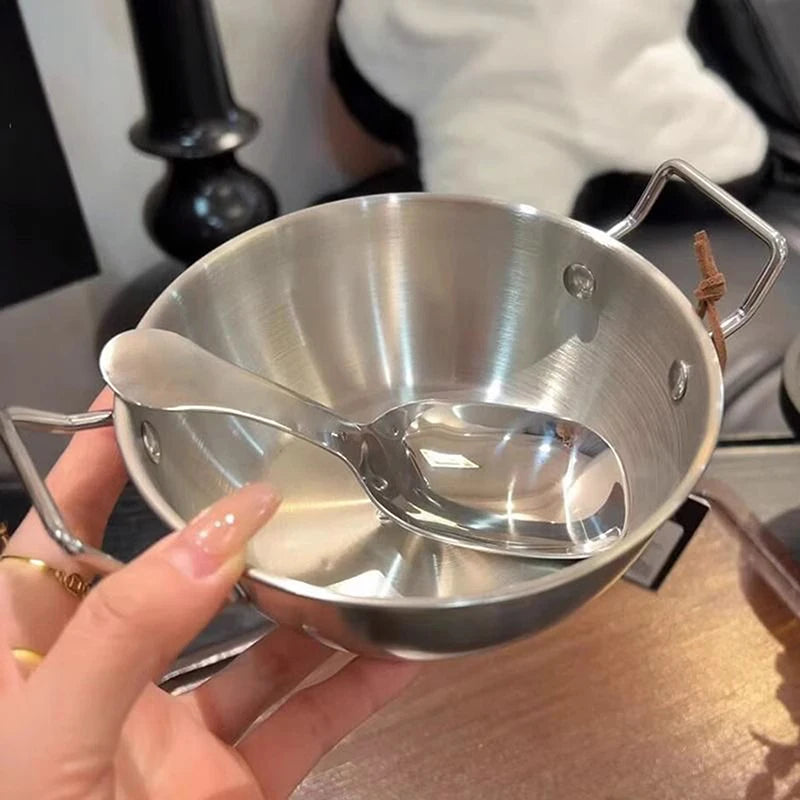 Korean Cuisine Bowl Durable Stainless Steel Rice Wine Bowls Household Qme