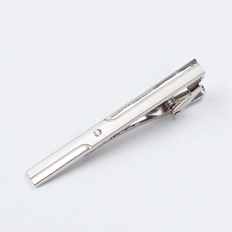 Tie Clips Men Necktie Accessories Fashion Metal Silver Tone Simple Qme A-1