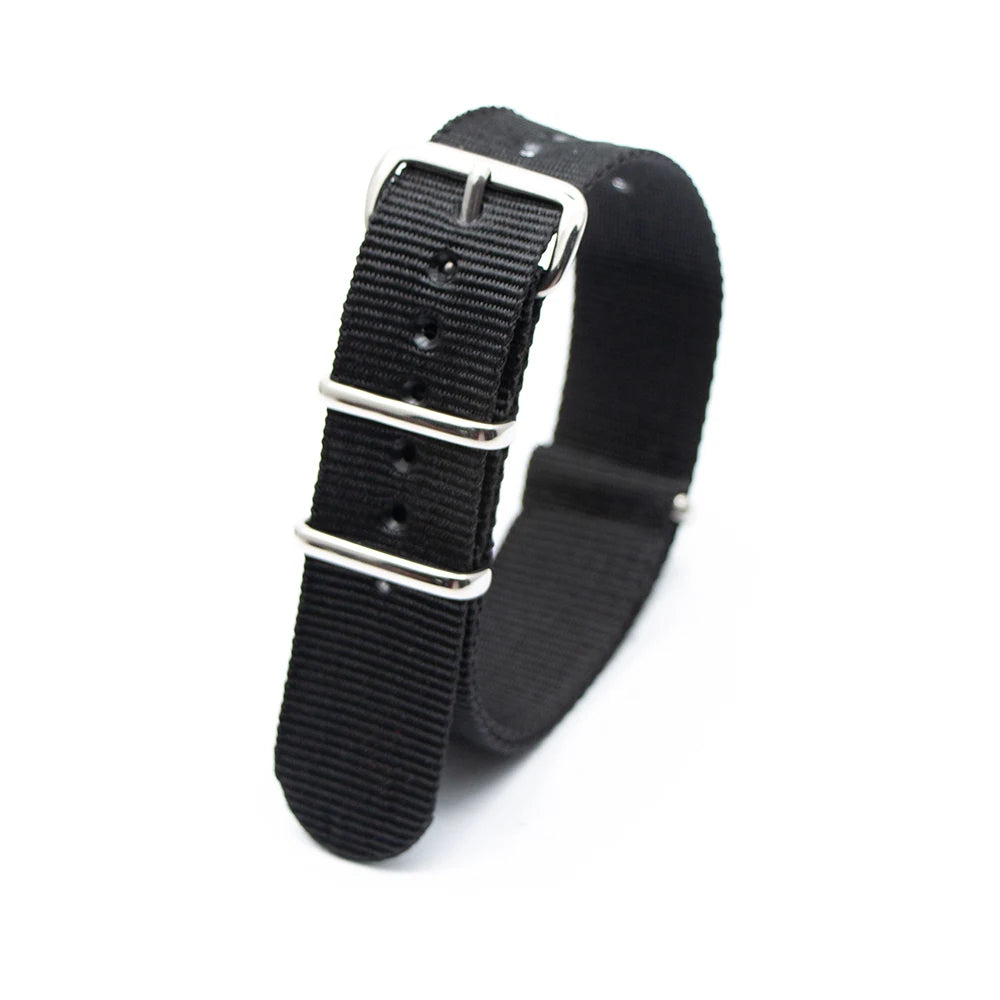 F Nylon Watch Band Watch Straps Replacement with Stainless Steel Buckle for Men and Women's Watch Band Replacing 18 20 22 24MM Qme Black 18mm