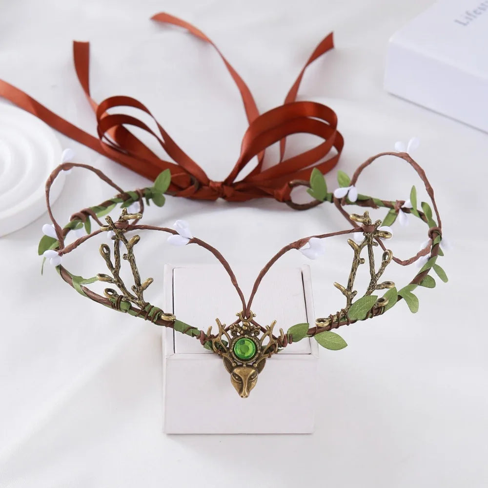 Fashion Flower Vine Elven Crown Fantasy Diadem Elf Tiara Simulate Qme Style 2