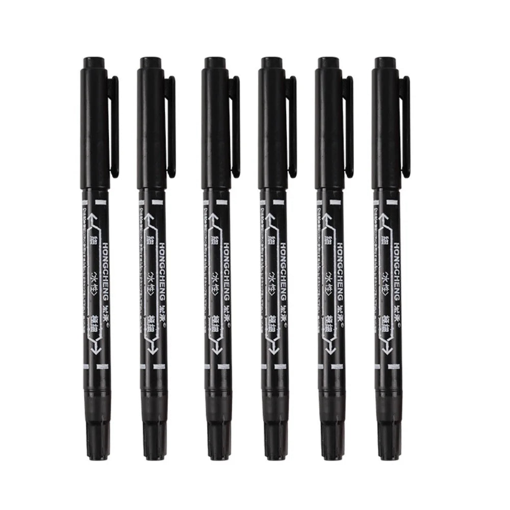 Dual Tip Black Fineliner Pens, Waterproof Sketch Markers for Drawing, Writing & School Art Qme
