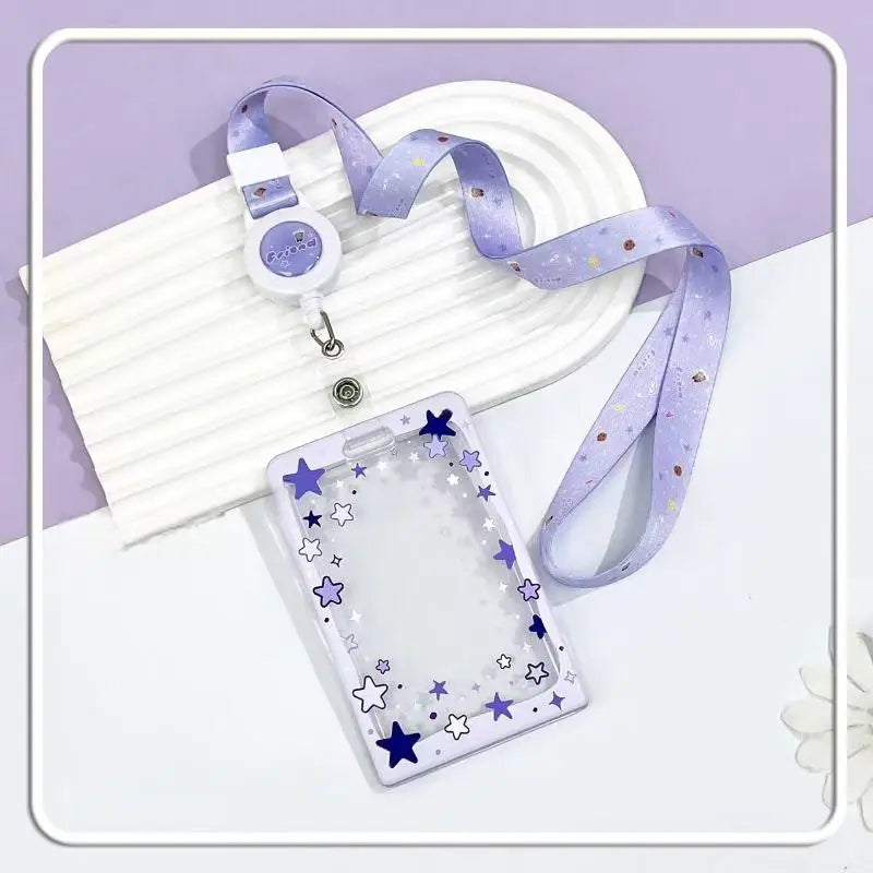 Star Sliding Cover Card Holder Transparent Portable ID Protector Kpop