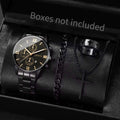 4 pçs/set moda masculina relógios de negócios luxo roma dial calendário relógio quartzo conjunto jóias reloj hombre (sem caixa) Qme rose