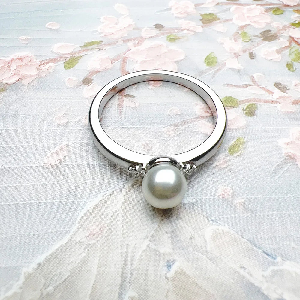 Pearl And Zircon Ring Europe Style Brand New Glam Fine Jewerly For Women Spring 925 Sterling Silver Trendy Gift Qme