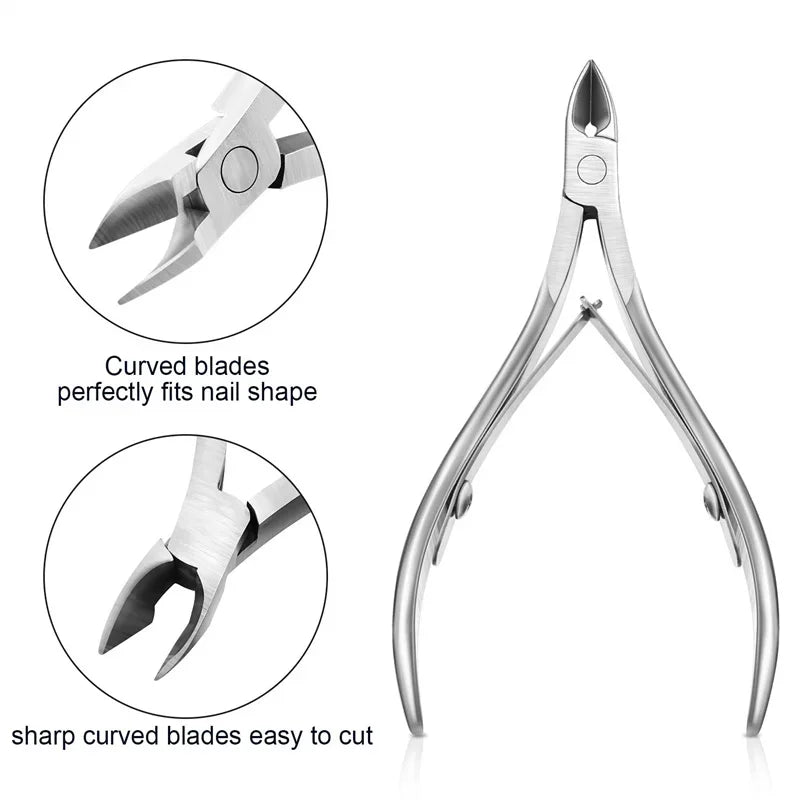 Professional Cuticle Cutter Nail Nippers Scissors Manicure Pusher Pedicure Tong Dead Skin Remover Nail Cuticle Regrowth Tool Qme